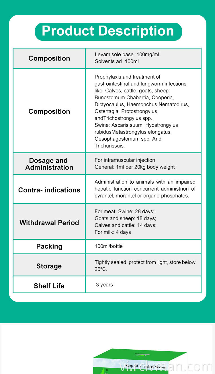 Levamisole hydrochloride tiêm 02 Levamisole Hydrochloride Injection 02